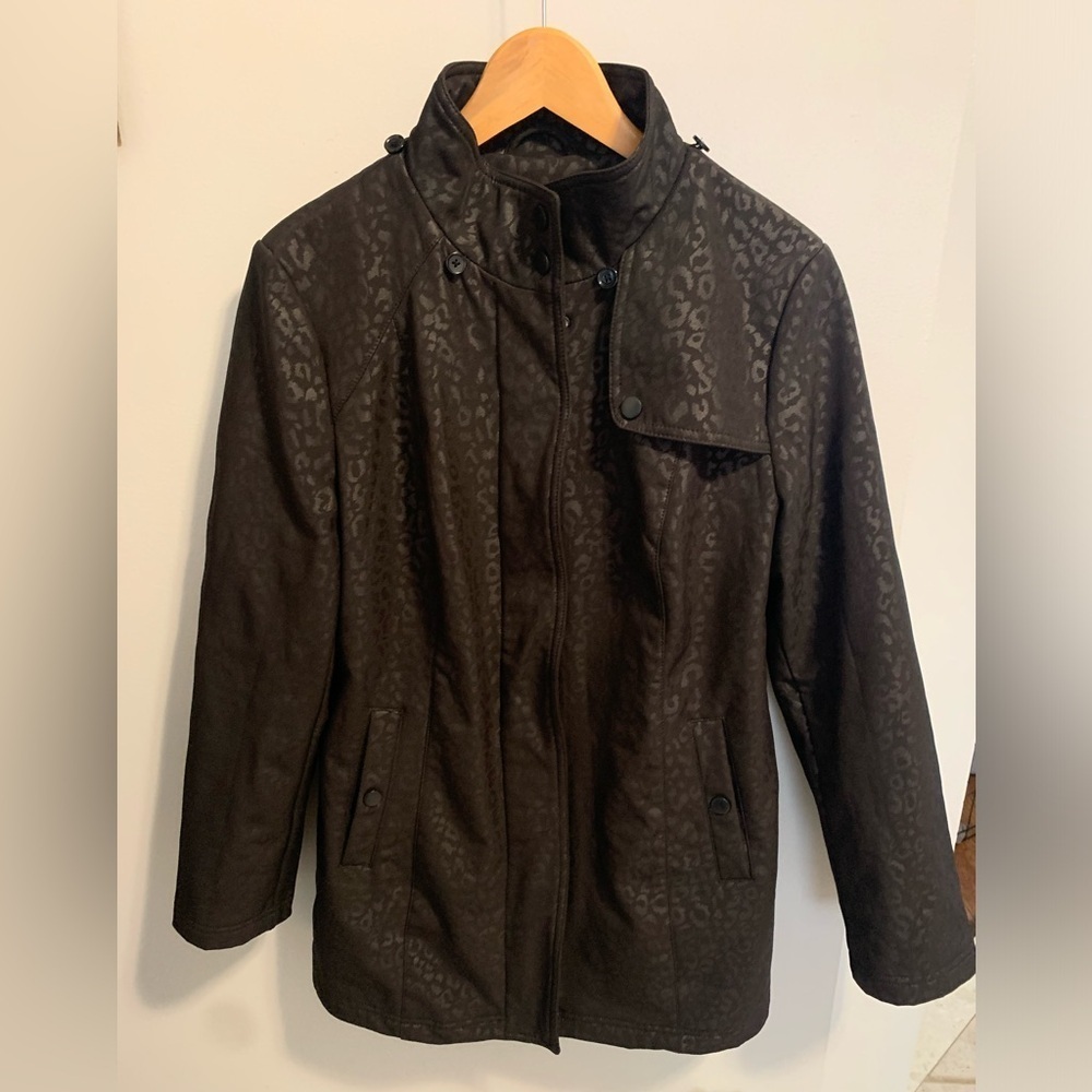 Cleo Black Leopard Print Lightweight Jacket with Pockets, Size M - Picture 4 of 7
